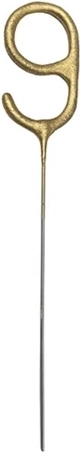 Prskavcă rece cifră 9 aurie 15 cm - 1 bucată