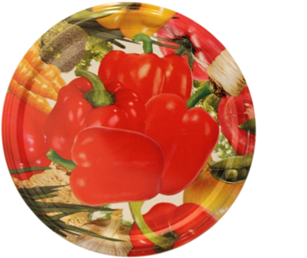 Capac metalic pentru conservare 82 mm cu motiv ardei, 6z