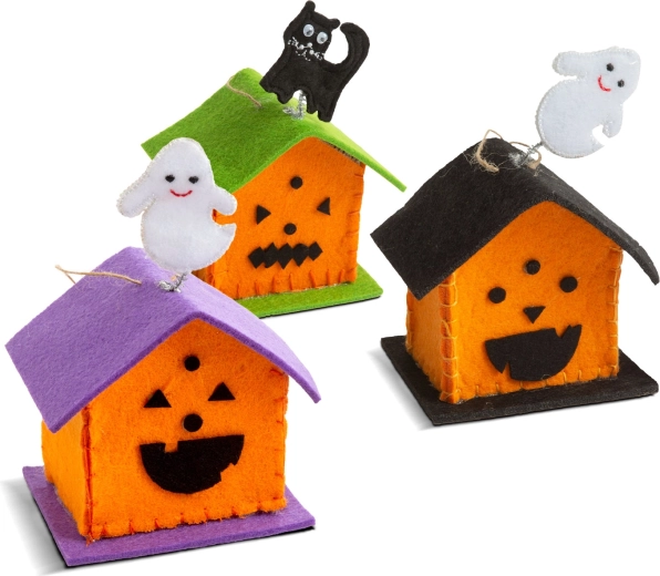 Decorațiune textilă de Halloween în formă de căsuță - 1 bucată