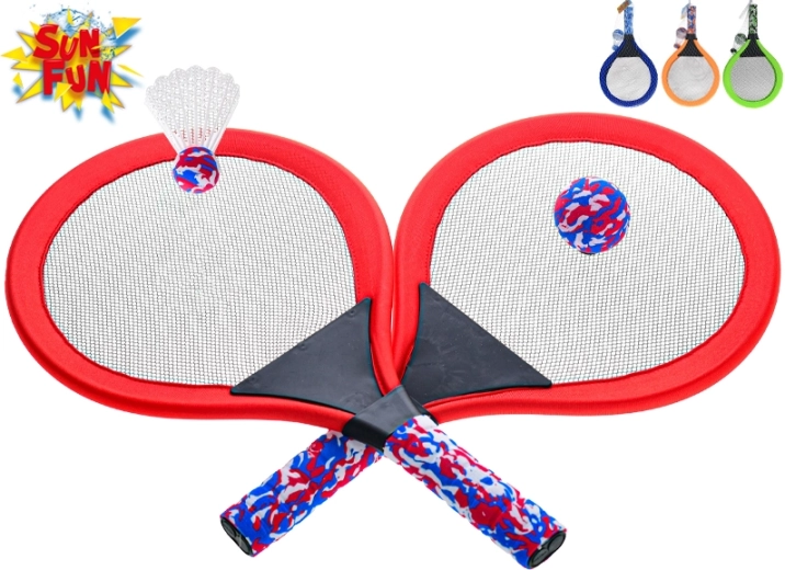 Sun Fun set de rachete pentru copii pentru exterior – mingiuță și fluturaș de badminton