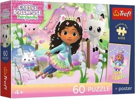 Puzzle pentru copii Trefl Premium Plus Kids – Găbi și aventura pisicuțelor, 60 de piese