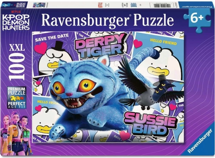Puzzle Ravensburger K-pop: Tigrul trăsnit și păsărica Sussie XXL 100 de piese