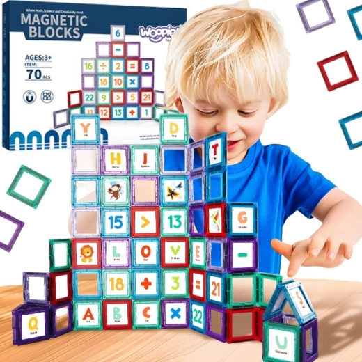 Cuburi magnetice de construcție 3D Woopie cu numere - 70 de piese