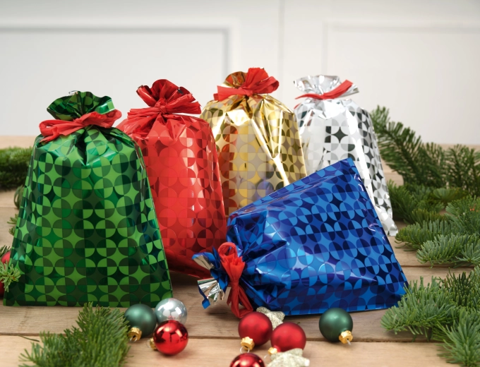 Punguță din celofan 16 × 25 cm cu efect holografic