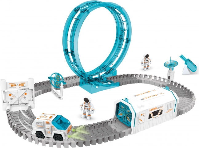 Circuit cosmic cu proiector și astronaut