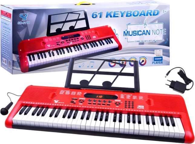 Instrument electronic cu clape, 61 clape cu microfon – roșu
