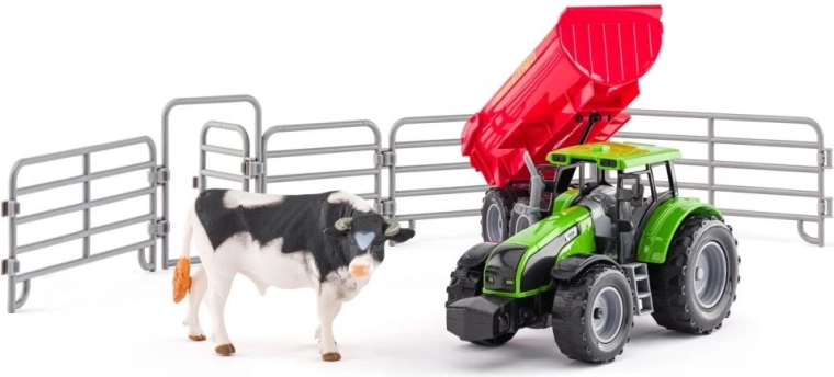 Tractor cu remorcă, taur și țarc pentru copii