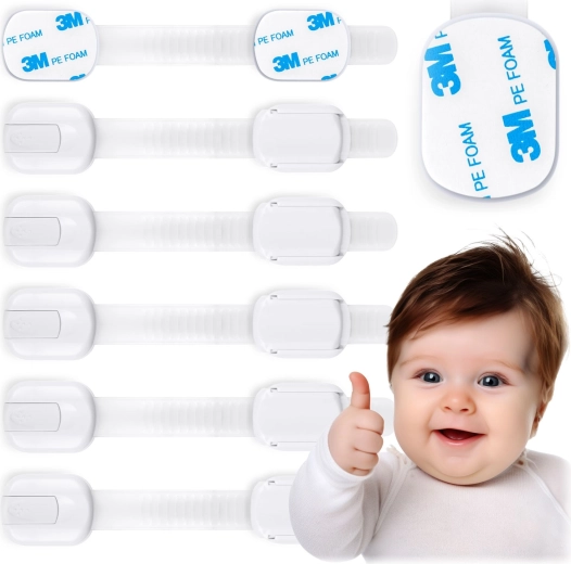 Blocaje de siguranță pentru copii RICOKIDS pentru dulapuri, 6 buc, alb