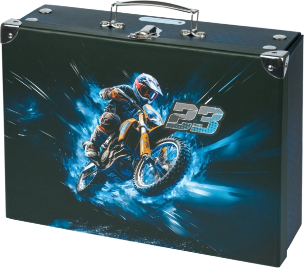 Servietă școlară pliabilă cu design motocross