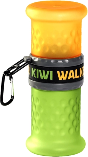 Sticlă de călătorie 2în1 pentru apă și hrană KIWI WALKER, plastic, galben‑verde