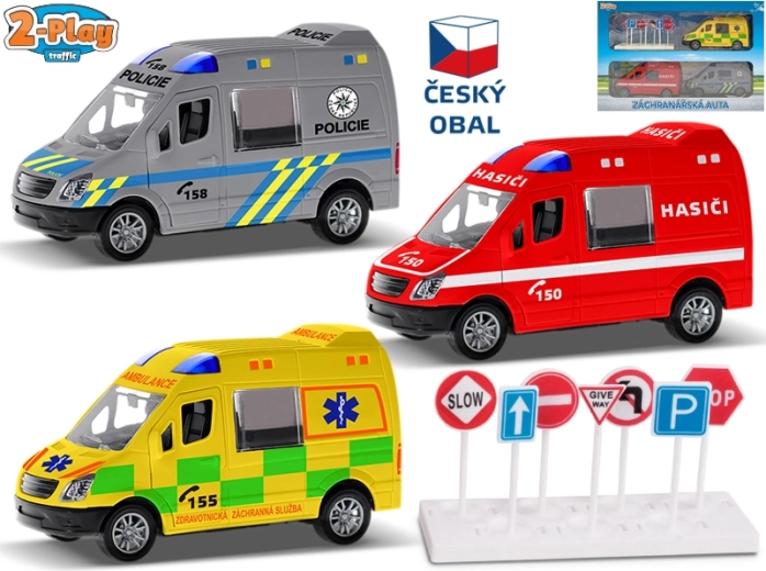Set vehicule de salvare 2-Play Traffic 1:32 cu mecanism de inerție