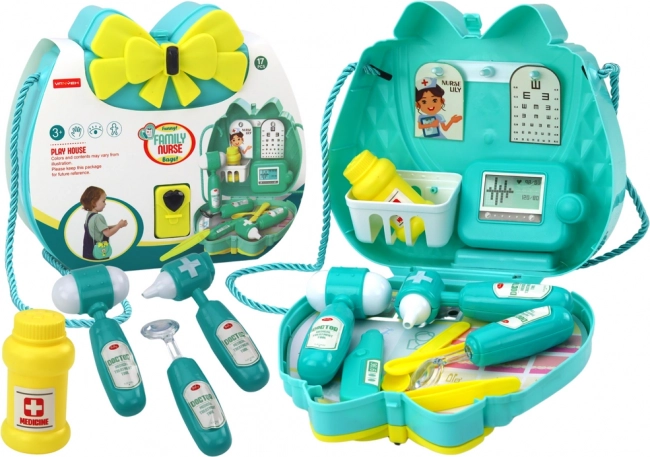 Set medical pentru copii într-o poșetă turcoaz