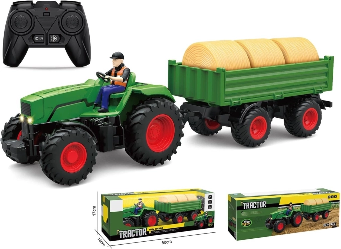Tractor agricol cu telecomandă și remorcă
