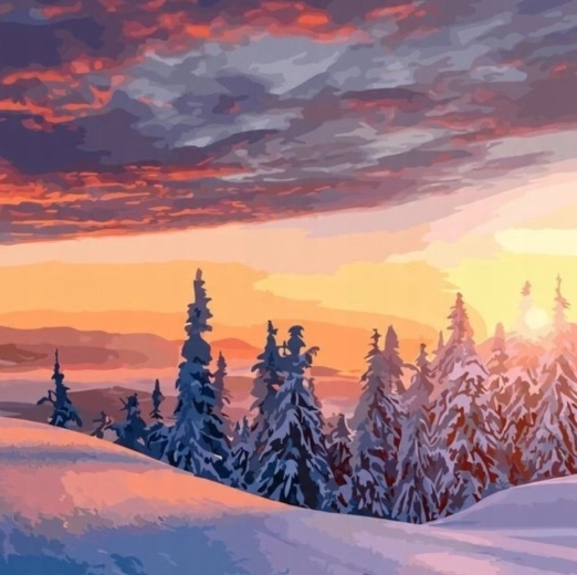 Pictură după numere Peisaj de iarnă 40 × 50 cm