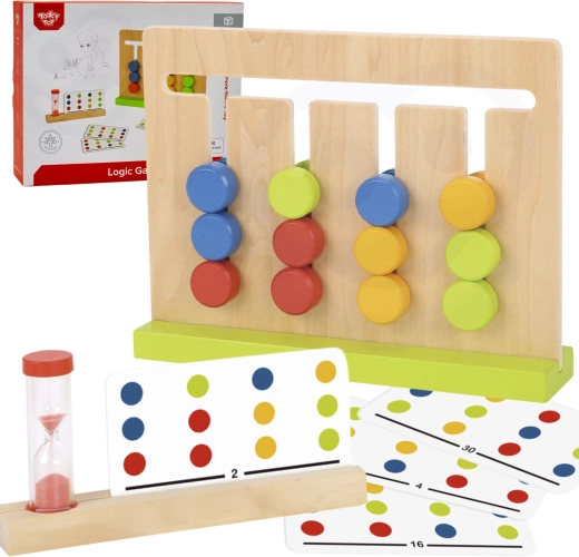 Joc logic din lemn cu clepsidră și modele colorate TOOKY TOY