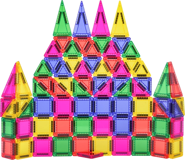 Set de construcție magnetică colorată, 75 piese
