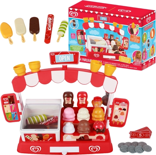 Casdon Algida gelaterie pentru copii – set de joacă cu tejghea și accesorii (50+ piese)