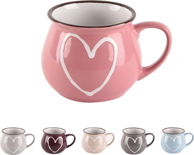Cană ceramică Inimă 0,32 l (mix de culori)