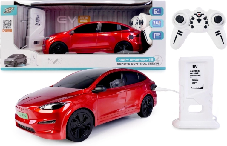 Mașină RC cu stație de încărcare – roșie