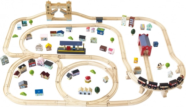 Le Toy Van pistă ferată din lemn City cu pod londonez