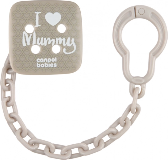 Canpol babies lanț pentru suzetă I LOVE MUMMY, gri