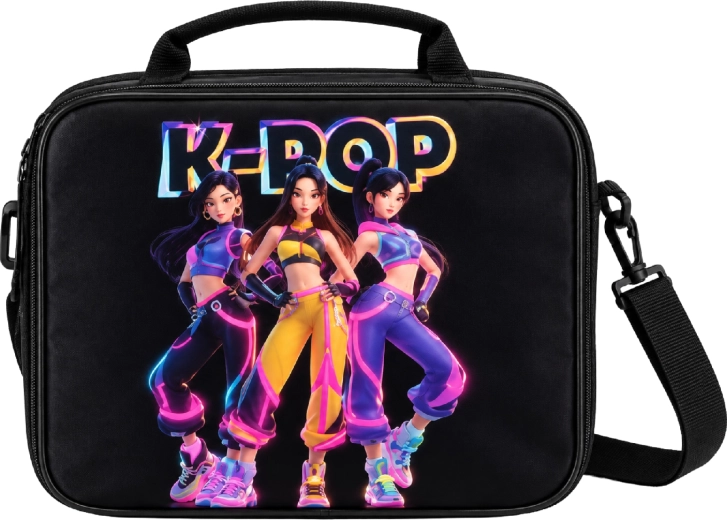 Geantă termoizolantă pentru gustări K-Pop Demon Hunters HUNTR/X, neagră