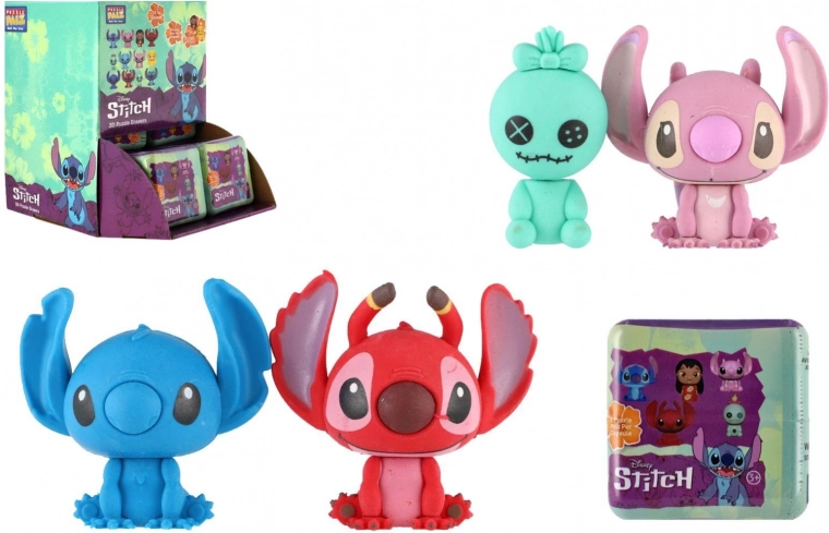 Puzzle 3D figurine Lilo & Stitch – set de 2 mini figurine din cauciuc în cutie