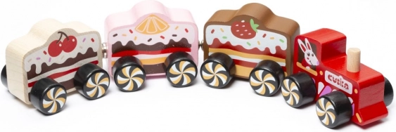 Trenuleț din lemn cu magneți Cakes, 4 piese, CUBIKA