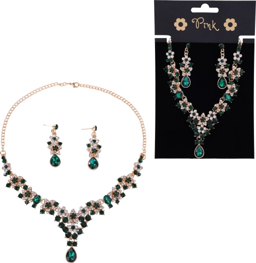 Set roz cu colier și cercei Emerald Queen