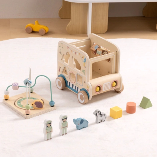 Sortator de forme și figurine safari pentru joc cu poveste