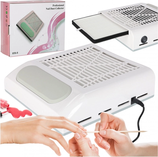 Aspirator de praf pentru unghii 80 W cu filtru cartuș, fără saci
