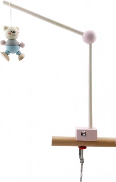 Hess suport din lemn pentru carusel deasupra pătuțului – roz, cu clemă fixă