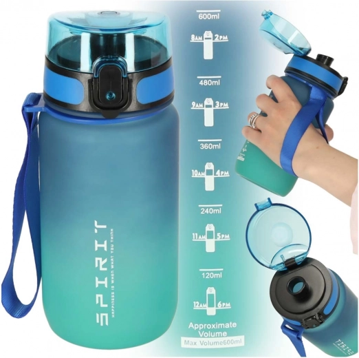 Sticlă sport cu muștiuc 600ml verde-albastru