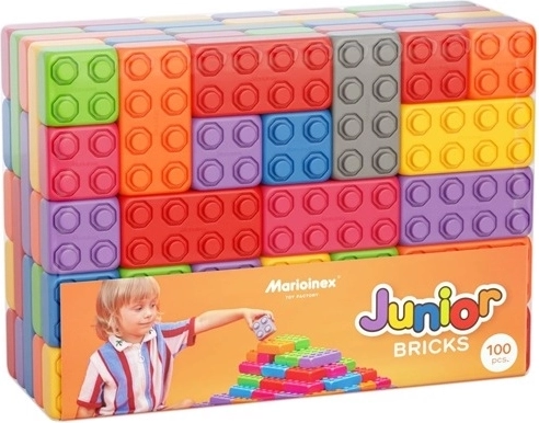Set de construcție pentru copii Cărămizi Junior cu ferestre și uși, 100 de piese