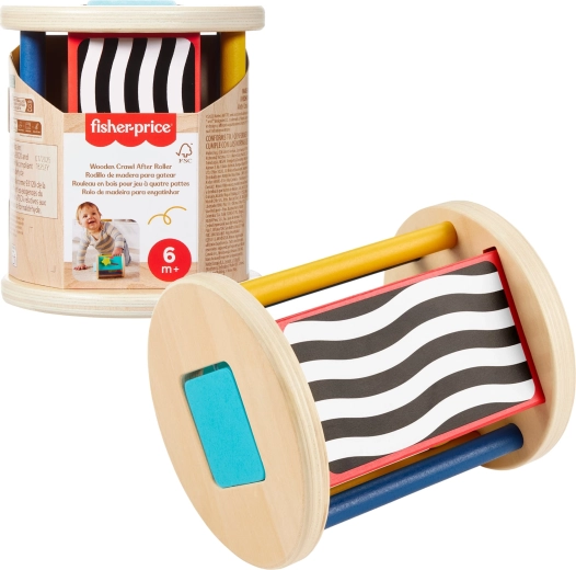 Fisher-Price rolă de activizare din lemn pentru copii mici (jucărie senzorială)