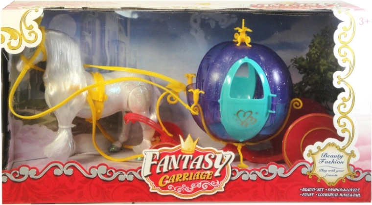 Set fermecat de trăsură cu cal sclipitor pentru păpuși