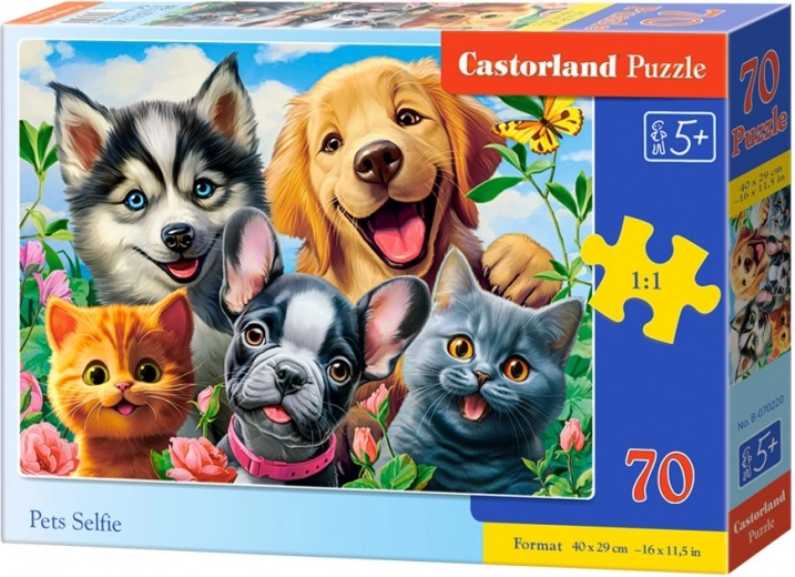 Puzzle 70 piese Câine și Pisică Selfie