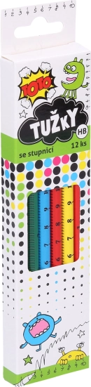 Creion din lemn HB cu scară de 16 cm TOTO, set 12 buc