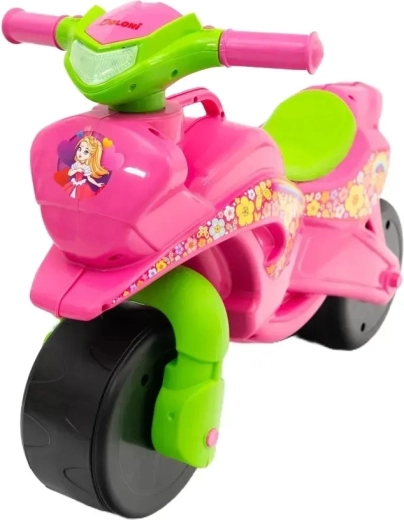 Bicicletă de echilibru pentru copii Doloni tip motocicletă roz-verde