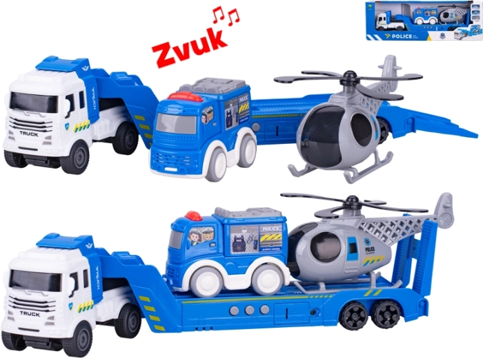 Camion cu volant de inerție și sunete, 30 cm – set poliție