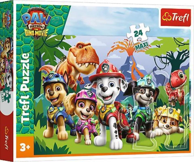 Maxi puzzle 24 de piese Paw Patrol Dino Movie – prietenie preistorică 60 × 40 cm