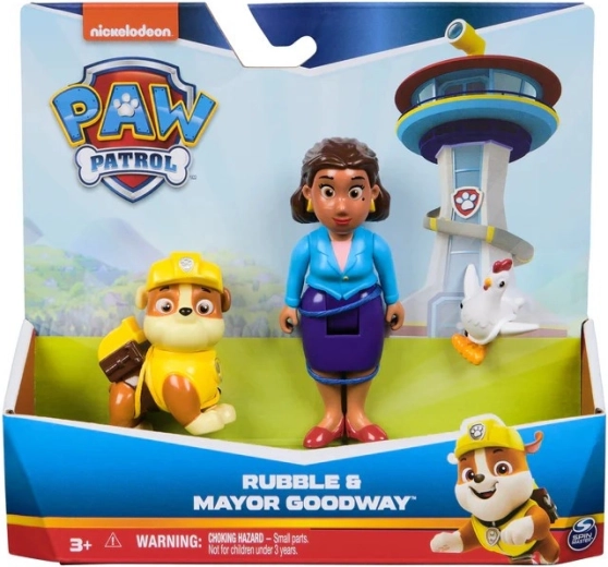 Set de figurine Patrula Cățelușilor - Rubble și primărița Goodway cu Chickaletta