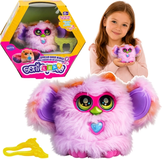 Genie Pets – creatură interactivă din pluș cu lumini și sunete, cu accesoriu de prindere, mov