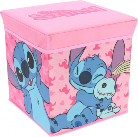 Cozy Noxxiez cutie de depozitare pliabilă și taburet STITCH pentru fete 30 × 30 × 30 cm