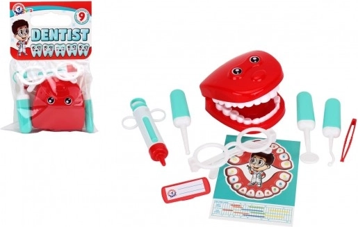 Set stomatologic pentru copii – jucărie de doctor din plastic cu instrumente și model de maxilar