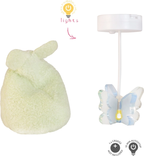 Iluminat Lundby pentru căsuța de păpuși, cu lampă în formă de fluture și puf