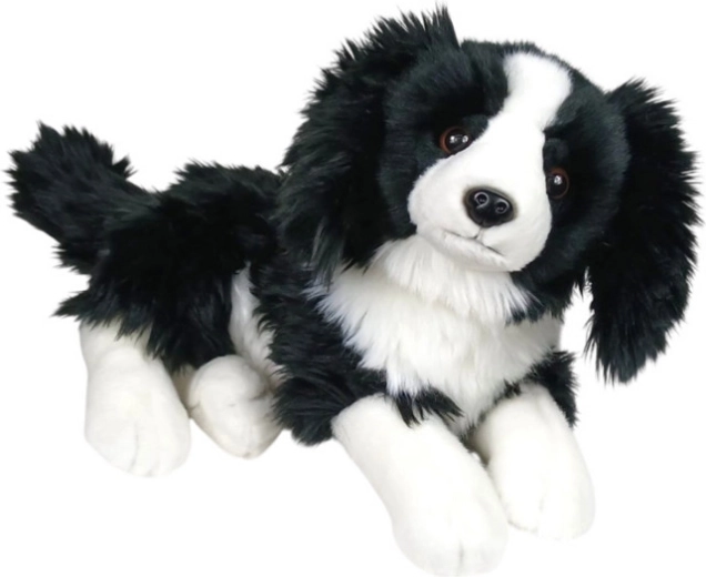 Câine de pluș Border Collie culcat 30 cm
