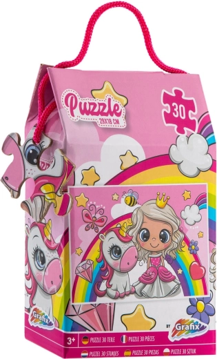 Puzzle 30 piese prințesă și unicorn 29 × 18 cm