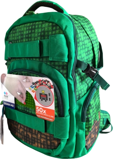Rucsac școlar pentru elevi PIXIE CREW verde Mine&Craft 100 pixeli