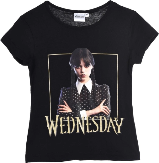 Tricou negru din bumbac Wednesday